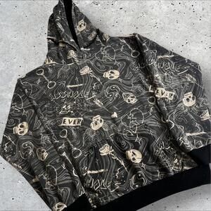 Y2K A$$holes Live Forever Gothic Grunge Alternative Skulls Skater Hoodie Size M